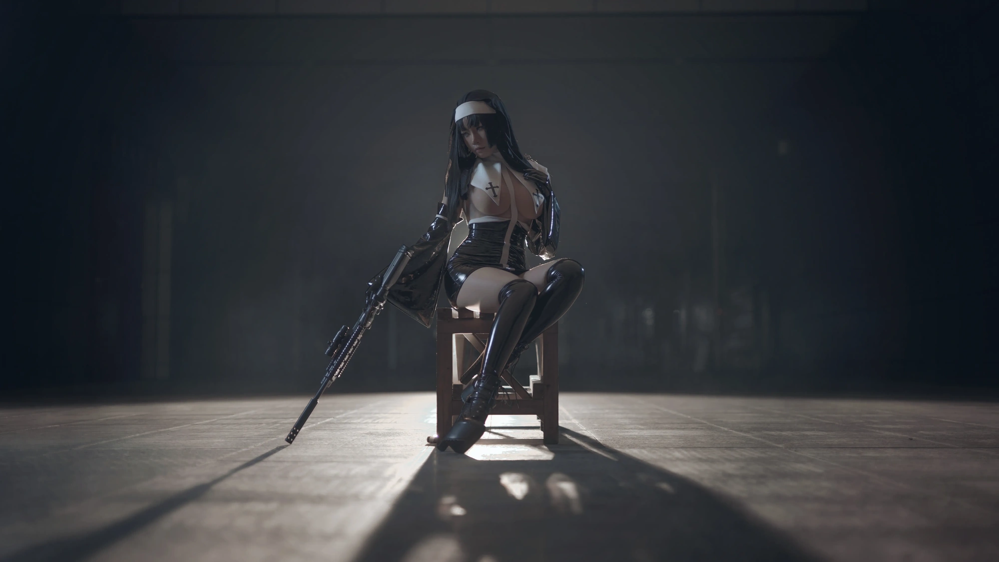 cos_Uki雨季_NO.003-修女黑胶衣-12