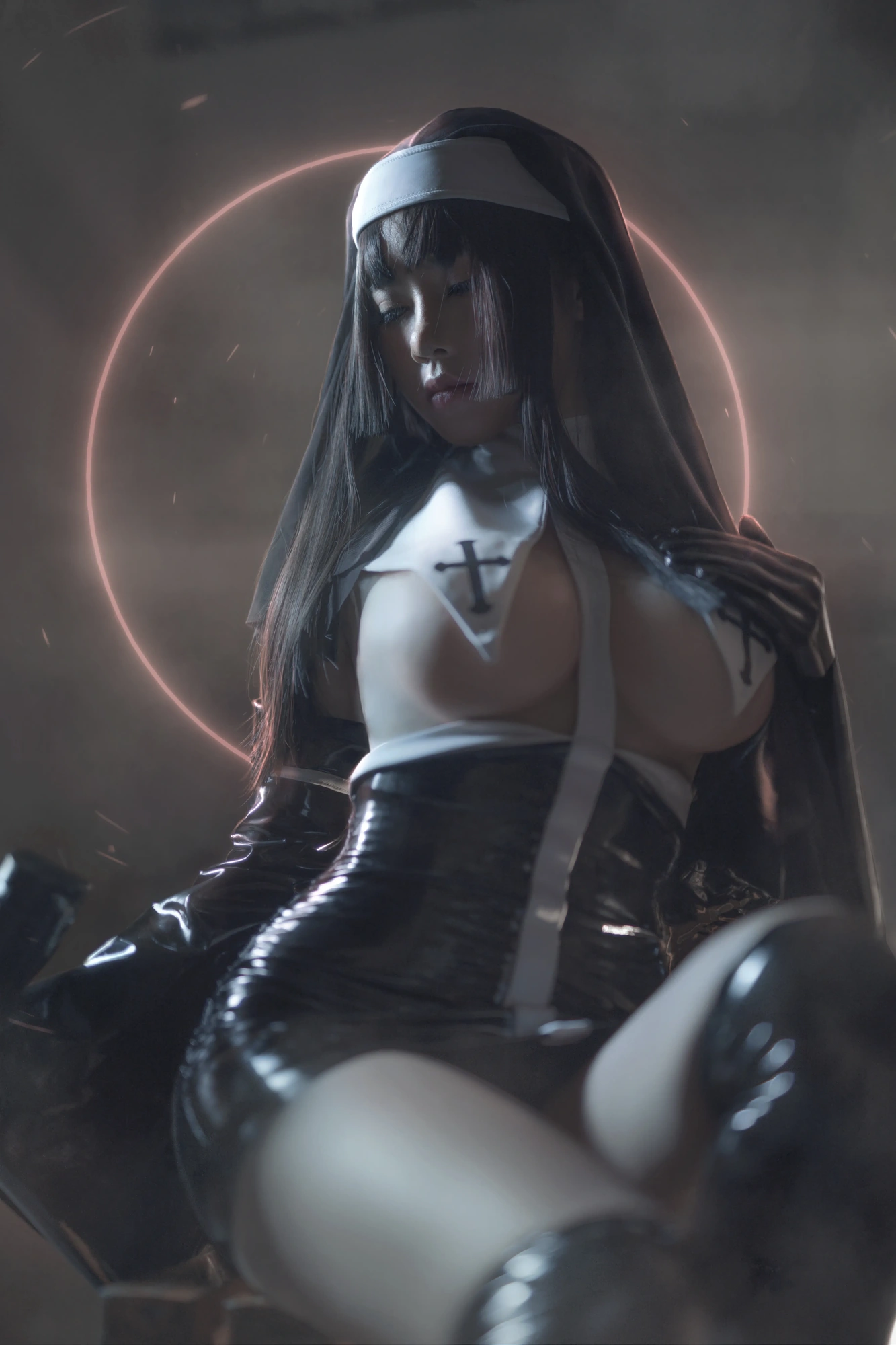 cos_Uki雨季_NO.003-修女黑胶衣-9